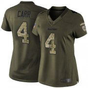 Wholesale Cheap Nike Raiders #4 Derek Carr Green Women's Stitched NFL Limited 2015 Salute to Service Jersey