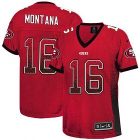 Wholesale Cheap Nike 49ers #16 Joe Montana Red Team Color Women\'s Stitched NFL Elite Drift Fashion Jersey