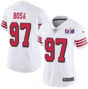 Cheap Women's San Francisco 49ers #97 Nick Bosa New White Super Bowl LVIII Patch Vapor Untouchable Limited Stitched Jersey