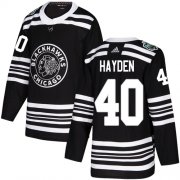 Wholesale Cheap Adidas Blackhawks #40 John Hayden Black Authentic 2019 Winter Classic Stitched NHL Jersey
