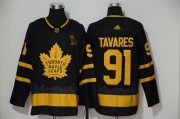 Wholesale Cheap Adidas Maple Leafs #91 John Tavares Black City Edition Authentic Stitched NHL Jersey