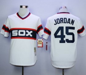 Wholesale Cheap Mitchell And Ness 1983 White Sox #45 Michael Jordan White Throwback Stitched MLB Jersey