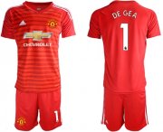 Wholesale Cheap Manchester United #1 De Gea Red Goalkeeper Soccer Club Jersey