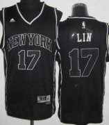 Wholesale Cheap New York Knicks #17 Jeremy Lin Revolution 30 Swingman All Black With White Jersey