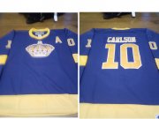 Wholesale Cheap Men's Los Angeles Kings #10 Carlson Purple Yellow CCM Throwback Jersey