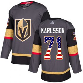 Wholesale Cheap Adidas Golden Knights #71 William Karlsson Grey Home Authentic USA Flag Stitched NHL Jersey