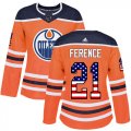 Wholesale Cheap Adidas Oilers #21 Andrew Ference Orange Home Authentic USA Flag Women's Stitched NHL Jersey