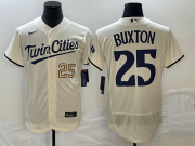 Cheap Men's Minnesota Twins #25 Byron Buxton Number 2023 Cream Flex Base Stitched Jersey