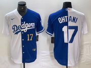 Cheap Men's Los Angeles Dodgers #17 Shohei Ohtani Number White Blue Two Tone Stitched Baseball Jerseys