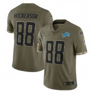 Wholesale Cheap Men's Detroit Lions #88 T. J. Hockenson 2022 Olive Salute To Service Limited Stitched Jersey
