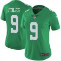Wholesale Cheap Nike Eagles #9 Nick Foles Green Women's Stitched NFL Limited Rush Jersey