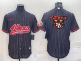 Wholesale Cheap Men's San Francisco 49ers Black Pinstripe Team Big Logo With Patch Cool Base Stitched Baseball Jersey