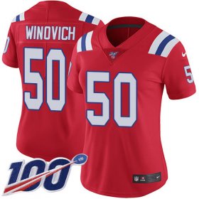 Wholesale Cheap Nike Patriots #50 Chase Winovich Red Alternate Women\'s Stitched NFL 100th Season Vapor Limited Jersey