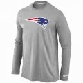 Wholesale Cheap Nike New England Patriots Logo Long Sleeve T-Shirt Grey