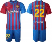 Wholesale Cheap Men 2021-2022 Club Barcelona home blue 22 Nike Soccer Jersey
