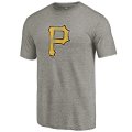 Wholesale Cheap Men's Pittsburgh Pirates Ash Distressed Team Tri-Blend T-Shirt