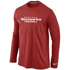Wholesale Cheap Nike Seattle Seahawks Authentic Font Long Sleeve T-Shirt Red