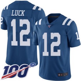 Wholesale Cheap Nike Colts #12 Andrew Luck Royal Blue Men\'s Stitched NFL Limited Rush 100th Season Jersey