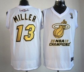 Wholesale Cheap Miami Heat #13 Mike Miller 2012 NBA Finals Champions White With Gold Jersey