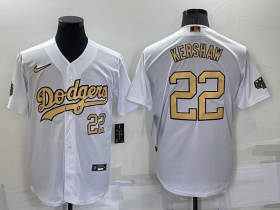 Wholesale Men\'s Los Angeles Dodgers #22 Clayton Kershaw Number White 2022 All Star Stitched Cool Base Nike Jersey
