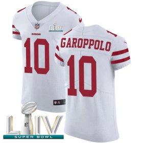 Wholesale Cheap Nike 49ers #10 Jimmy Garoppolo White Super Bowl LIV 2020 Men\'s Stitched NFL Vapor Untouchable Elite Jersey