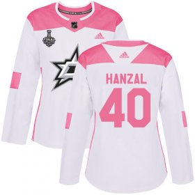 Cheap Adidas Stars #40 Martin Hanzal White/Pink Authentic Fashion Women\'s 2020 Stanley Cup Final Stitched NHL Jersey