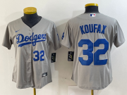 Cheap Women's Los Angeles Dodgers #32 Sandy Koufax Number Grey Cool Base Stitched Jerseys