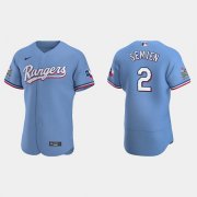 Wholesale Cheap Men's Texas Rangers #2 Marcus Semien Light Blue Flex Base Stitched Jersey