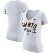 Wholesale Cheap San Francisco Giants Nike Women's Practice 1.7 Tri-Blend V-Neck T-Shirt Heathered White