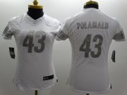 Wholesale Cheap Nike Steelers #43 Troy Polamalu White Women's Stitched NFL Limited Platinum Jersey