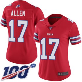 Wholesale Cheap Nike Bills #17 Josh Allen Red Women\'s Stitched NFL Limited Rush 100th Season Jersey