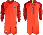 Wholesale Cheap Chile #1 C.Bravo Red Goalkeeper Long Sleeves Soccer Country Jersey