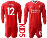 Wholesale Cheap 2021 Liverpool home long sleeves Youth 12 soccer jerseys