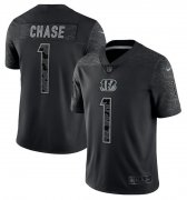 Wholesale Cheap Men's Cincinnati Bengals #1 Ja'Marr Chase Reflective Limited Stitched Jersey