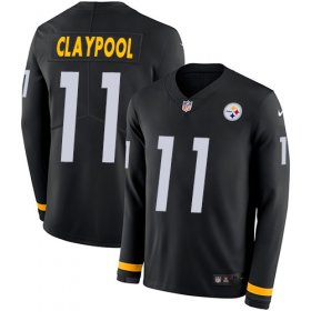Wholesale Cheap Nike Steelers #11 Chase Claypool Black Team Color Men\'s Stitched NFL Limited Therma Long Sleeve Jersey