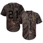 Wholesale Cheap Rockies #21 Kyle Freeland Camo Realtree Collection Cool Base Stitched MLB Jersey
