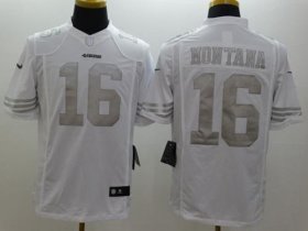 Wholesale Cheap Nike 49ers #16 Joe Montana White Men\'s Stitched NFL Limited Platinum Jersey