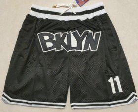 Wholesale Cheap Men\'s Brooklyn Nets #11 Kyrie Irving Black Just Don Swingman Shorts