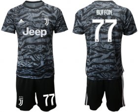 Wholesale Cheap Juventus #77 Buffon Black Goalkeeper Soccer Club Jersey
