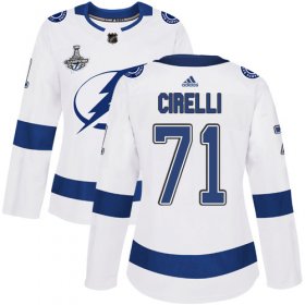 Cheap Adidas Lightning #71 Anthony Cirelli White Road Authentic Women\'s 2020 Stanley Cup Champions Stitched NHL Jersey