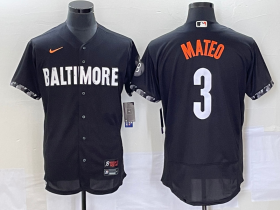 Wholesale Cheap Men\'s Baltimore Orioles #3 Jorge Mateo Black 2023 City Connect Flex Base Stitched Jersey
