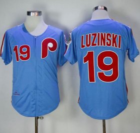Wholesale Cheap Mitchell and Ness 1980 Phillies #19 Greg Luzinski Stitched Blue Throwback MLB Jersey
