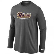 Wholesale Cheap Nike Los Angeles Rams Authentic Font Long Sleeve T-Shirt Dark Grey