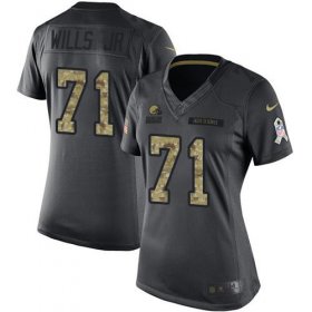 Wholesale Cheap Nike Browns #71 Jedrick Wills JR Black Women\'s Stitched NFL Limited 2016 Salute to Service Jersey