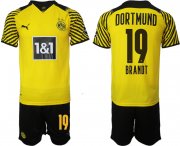 Wholesale Cheap Men 2021-2022 Club Borussia Dortmund home 19 yellow Soccer Jersey