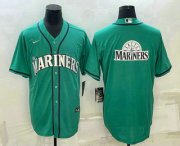 Cheap Men's Seattle Mariners Big Logo Green Stitched MLB Cool Base Nike Jersey