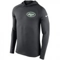 Wholesale Cheap Men's New York Jets Nike Charcoal Stadium Touch Hooded Performance Long Sleeve T-Shirt