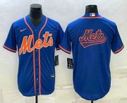 Cheap Men's New York Mets Big Logo Navy Blue Cool Base Stitched Baseball Jersey