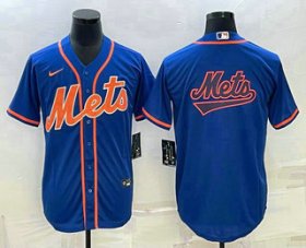 Cheap Men\'s New York Mets Big Logo Navy Blue Cool Base Stitched Baseball Jersey