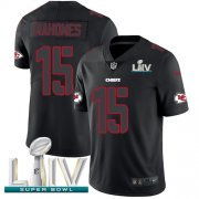 Wholesale Cheap Nike Chiefs #15 Patrick Mahomes Black Super Bowl LIV 2020 Men's Stitched NFL Limited Rush Impact Jersey